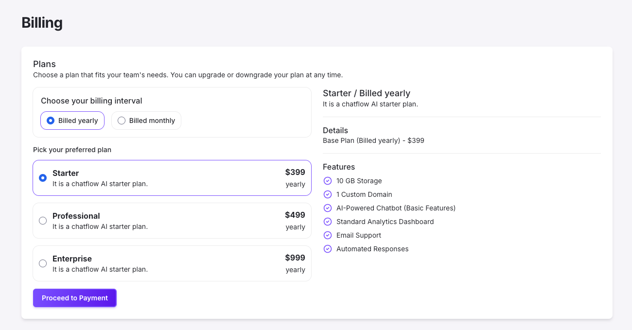 Billing Page