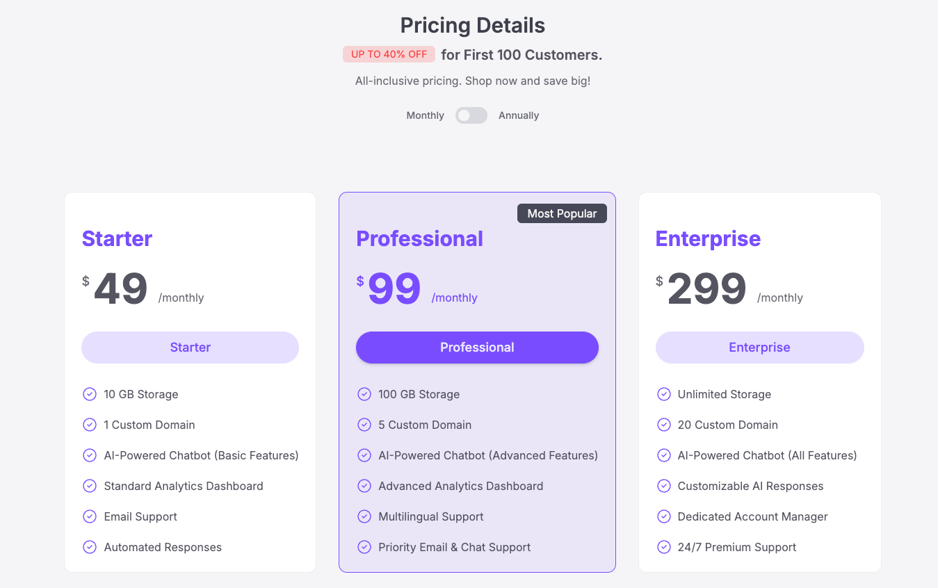 Subscription Pricing Table v2