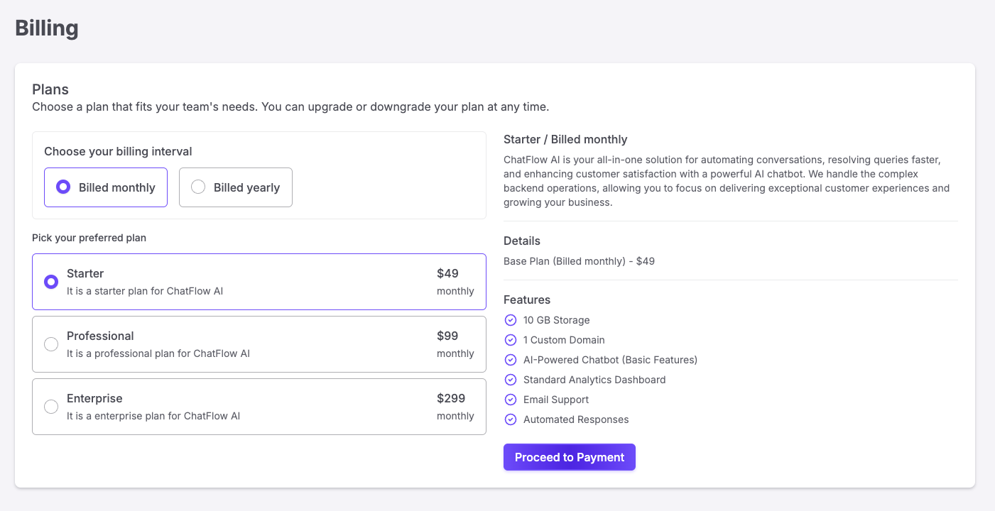Billing Page